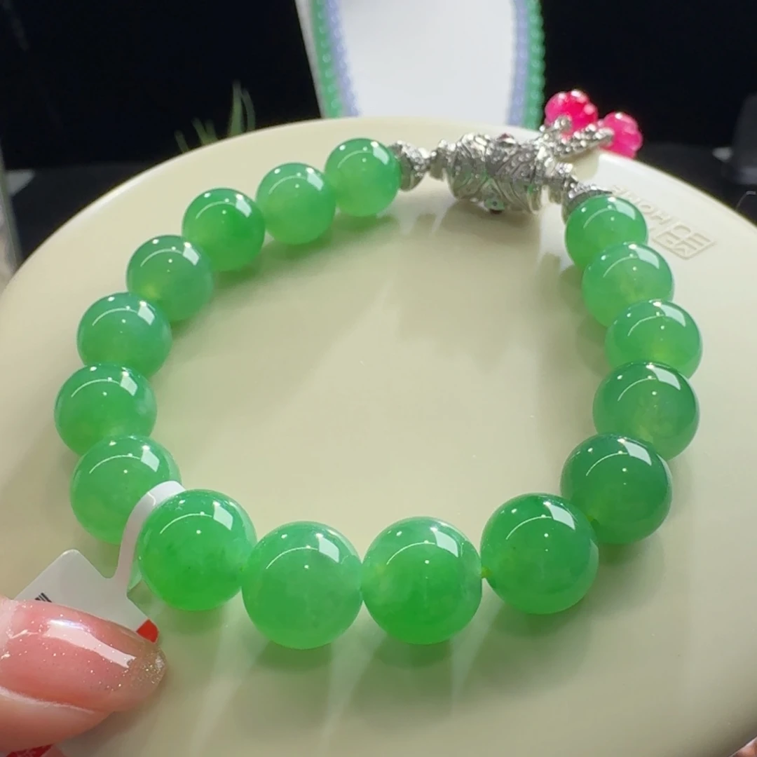 未镶嵌手链翡翠冰阳绿单圈卡10.9-11.5mm