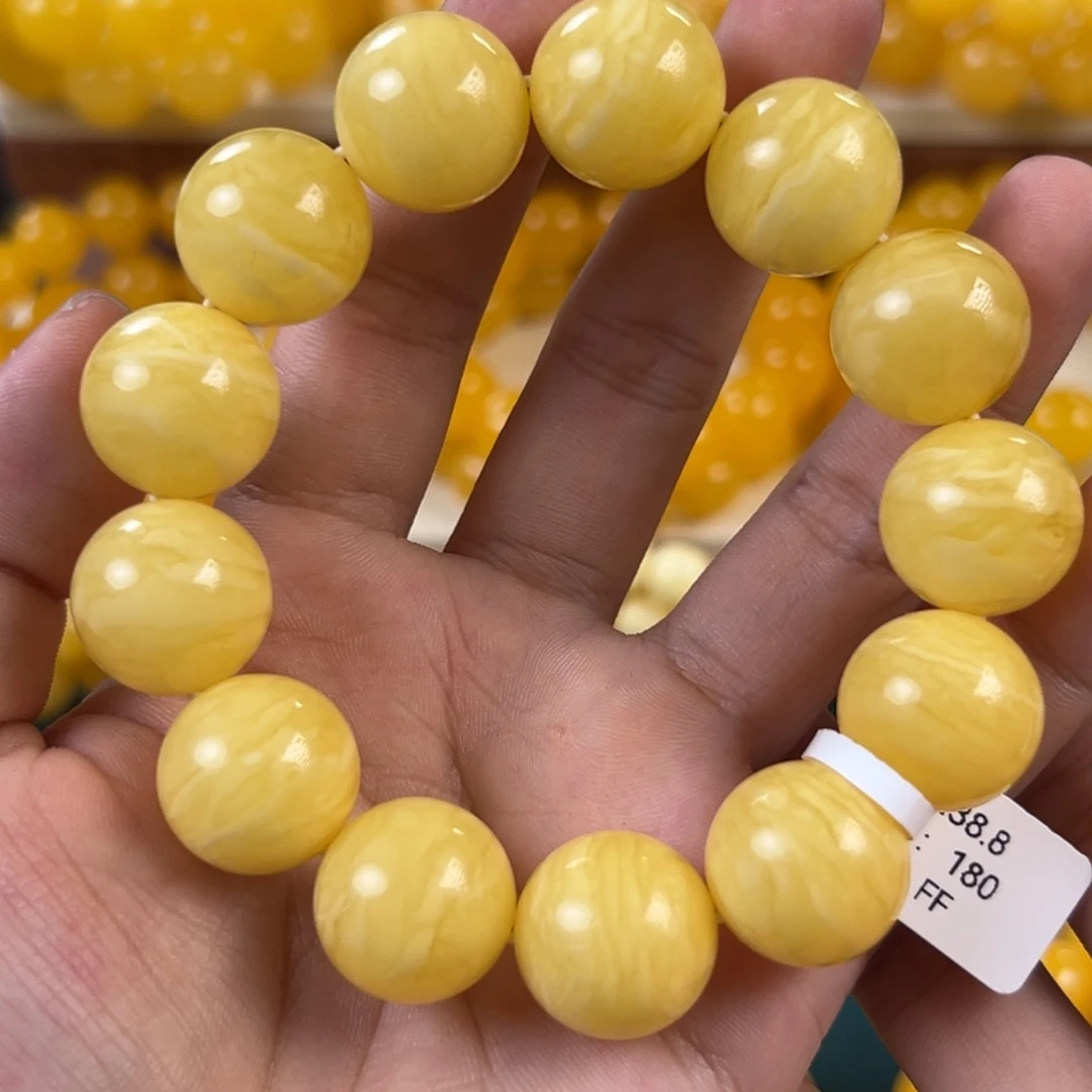 琥珀未镶嵌手链38.8g焦皮同料虎皮纹17mm ff