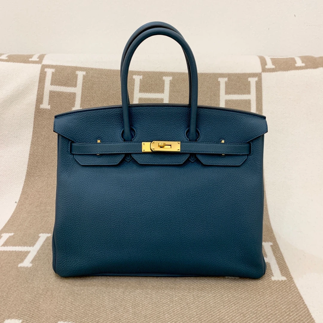 95新 Hermes/爱马仕 birkin 35 T togo 1P 鸭子蓝mk102412
