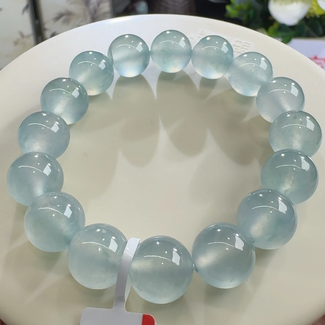 未镶嵌手串翡翠高冰波晴蓝钢手串卡12.4 炸光！高货大漏！