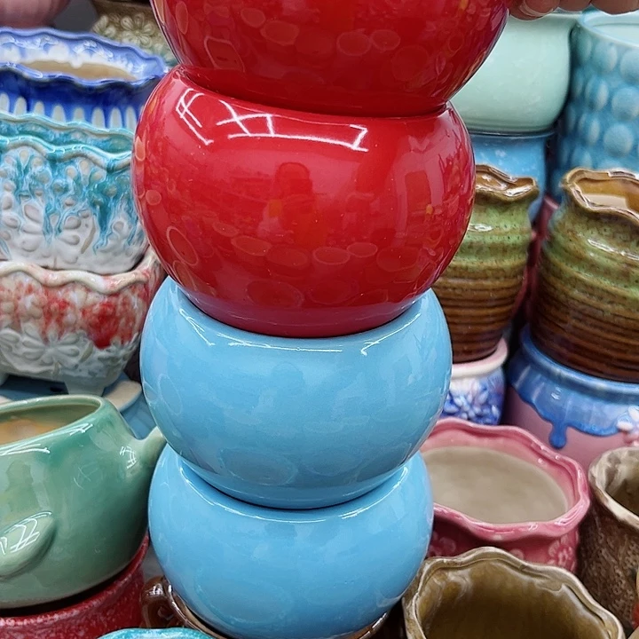 多肉绿植陶瓷花盆9.9包邮，有孔