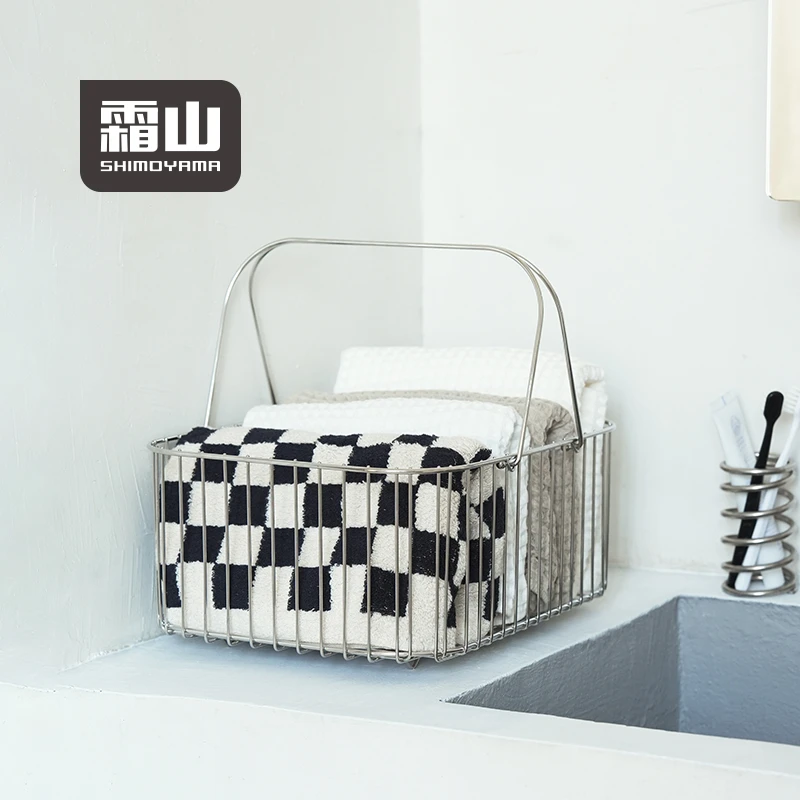 霜山304不锈钢手提篮露营便携野餐篮水果蔬菜收纳筐玄关拖鞋收纳