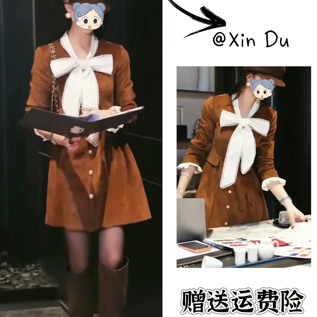 2025秋冬季新款时尚显瘦气质女士网红洋气连衣裙百搭款D24707