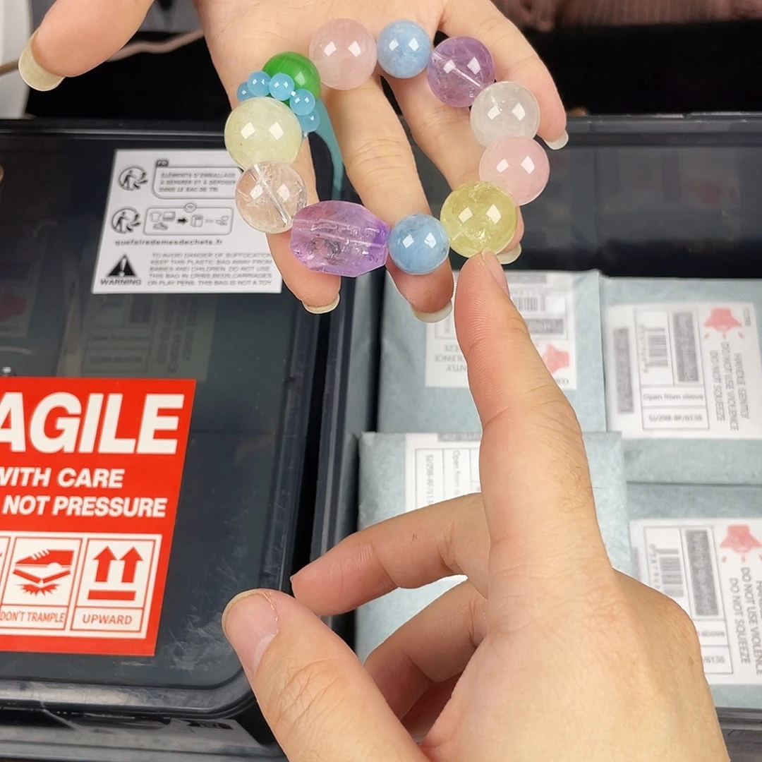 水晶银S925镀金镶嵌手串