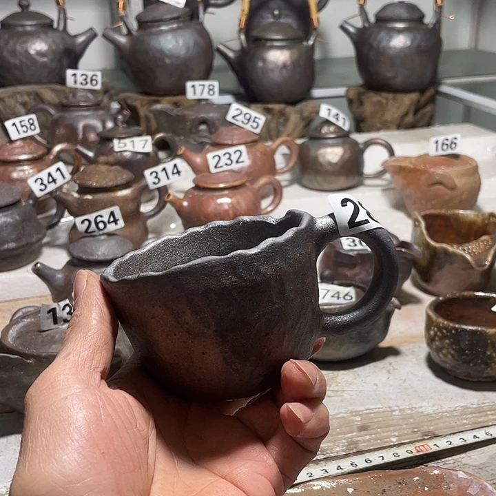 纯手工捏制柴烧茶具