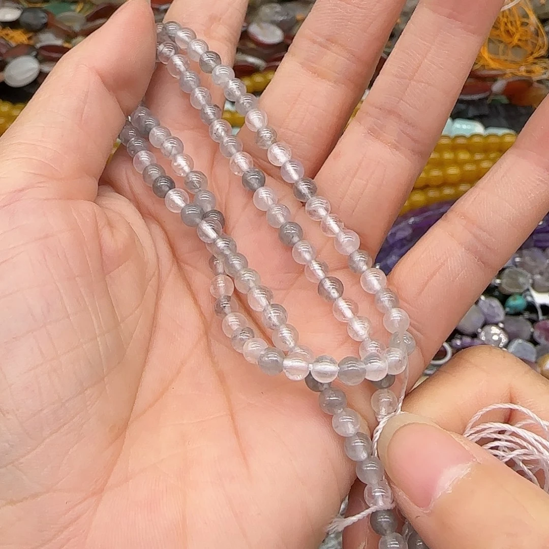 合金玛瑙/玉髓珠宝半成品云水晶4mm一条