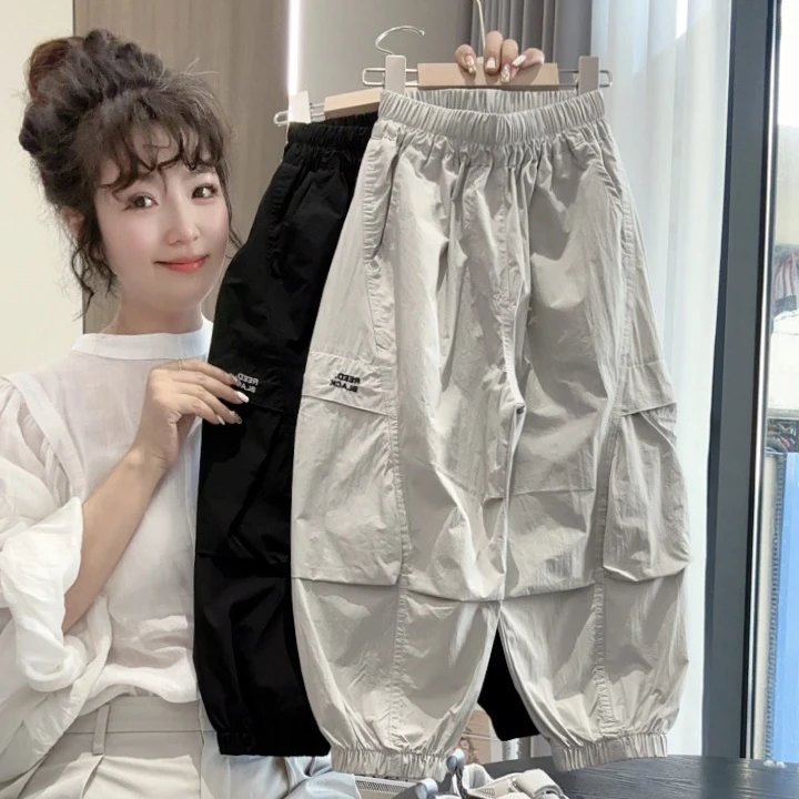 男童2025新款夏季速干多口袋工装裤时尚百搭休闲裤潮牌宽松弯刀裤