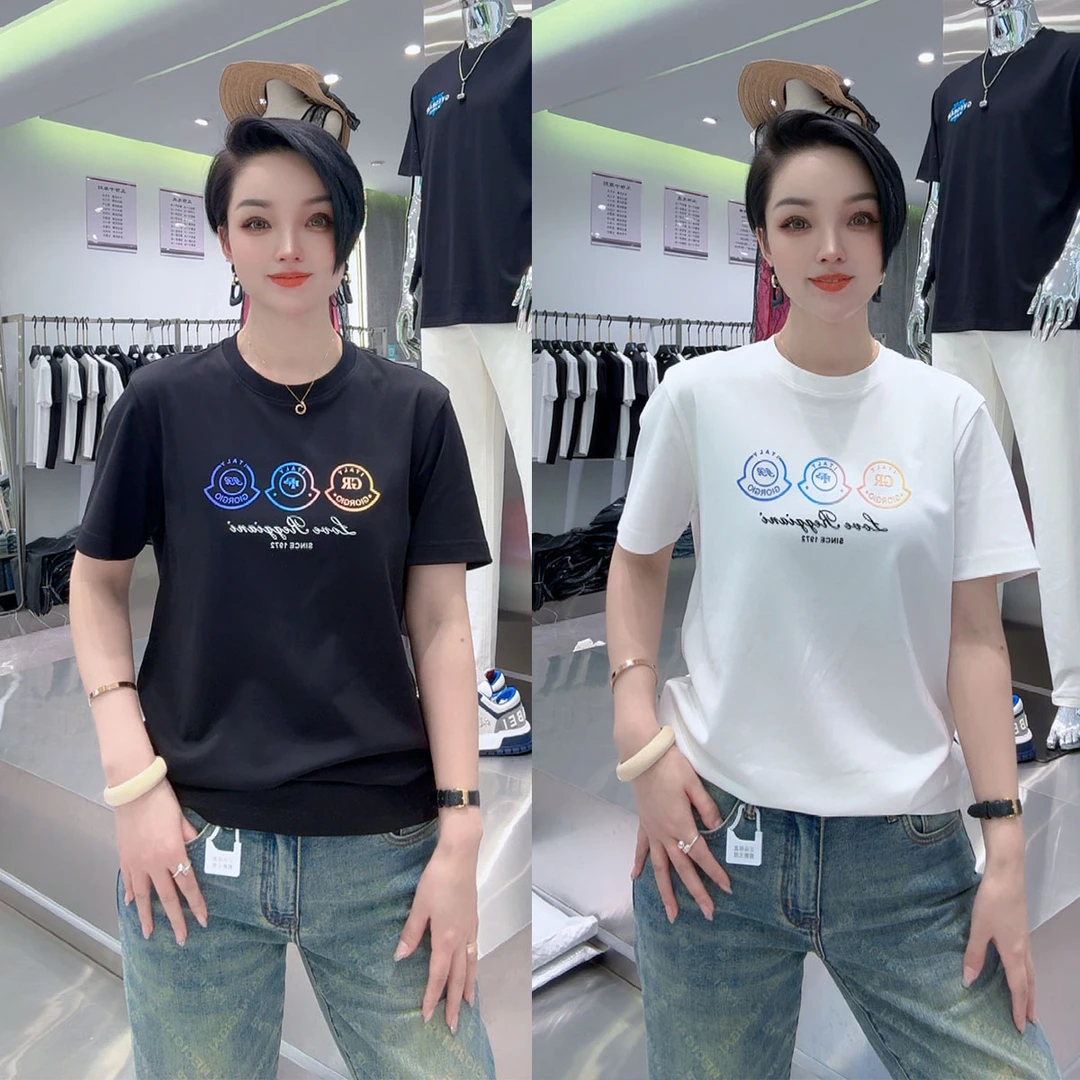 【华尔街名品】2025夏季新款潮流时尚字母彩色印花百搭休闲T恤-5032