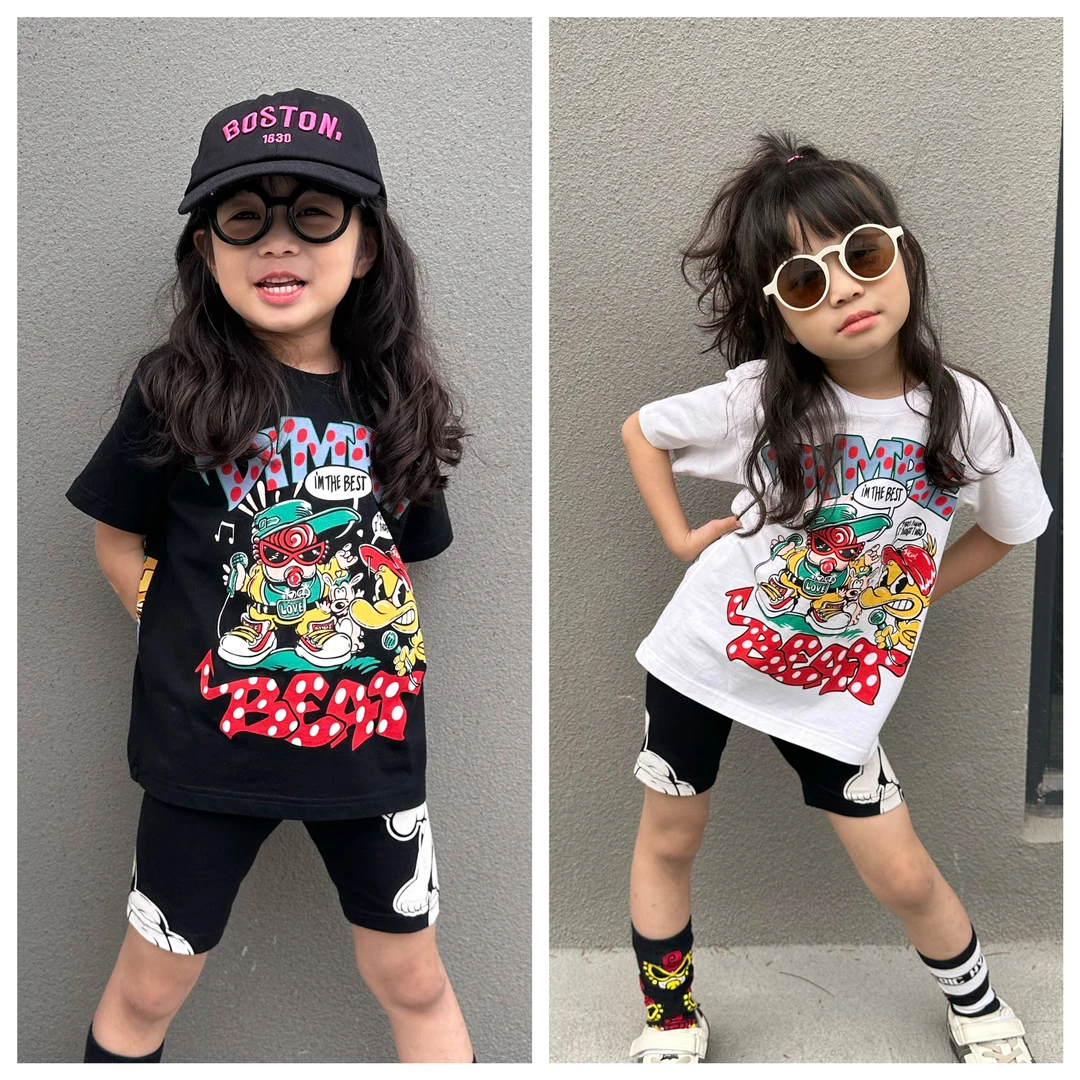 闲闲家 夏新款黑超童装日系儿童卡通印花短袖T恤男女童宝宝上衣