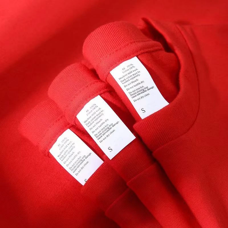 新疆棉重磅厚实大红色短袖中国红T恤纯色休闲运动纯棉宽松圆领夏T