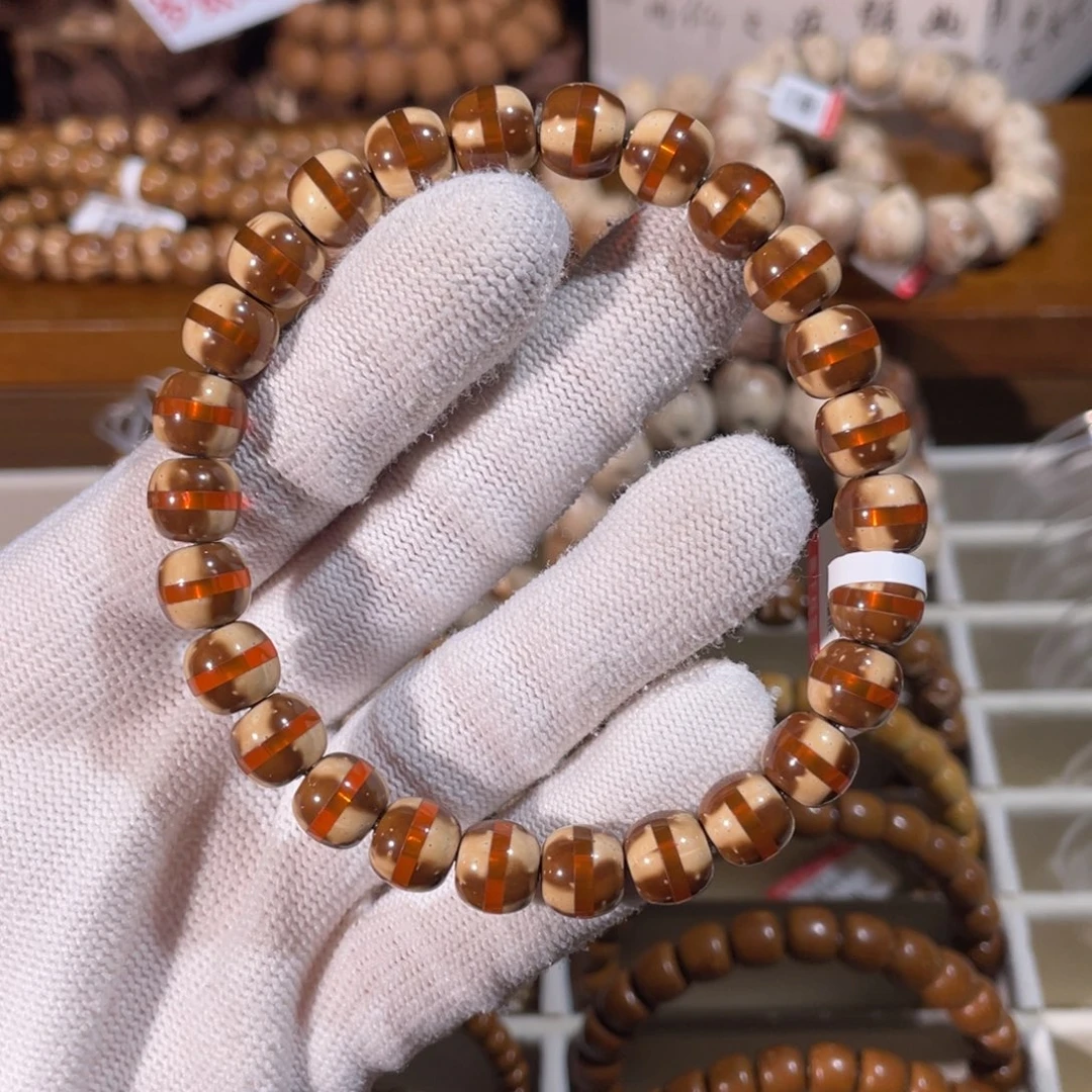 手串紫金鼠花皮汉堡珠 琉璃镶嵌9mm