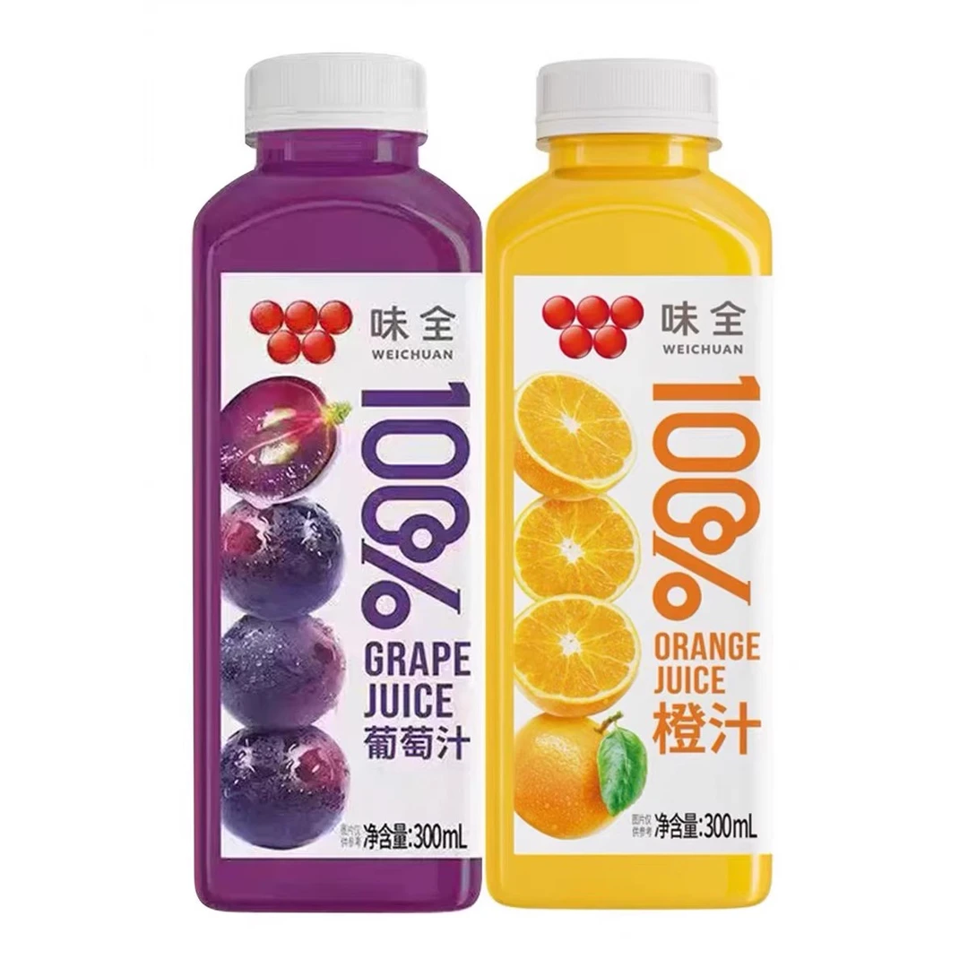 （4.26到期）七瓶味全100%橙汁葡萄汁果汁饮料300ml