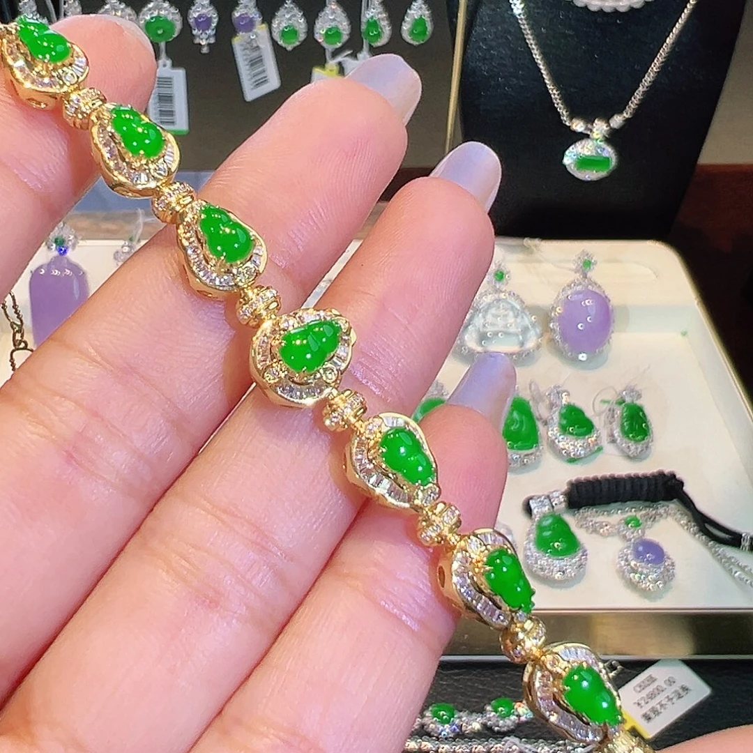 翡翠18K金镶嵌手链