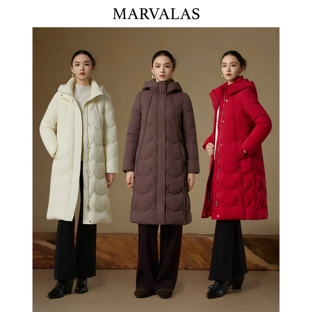 【珊珊专属】长款冬季新款百搭时尚连帽过膝加厚保暖外套154H0195