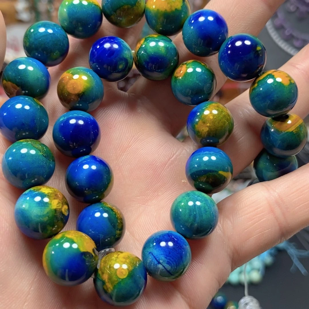 玛瑙/玉髓合金珠宝半成品地球玛瑙一条卡14mm