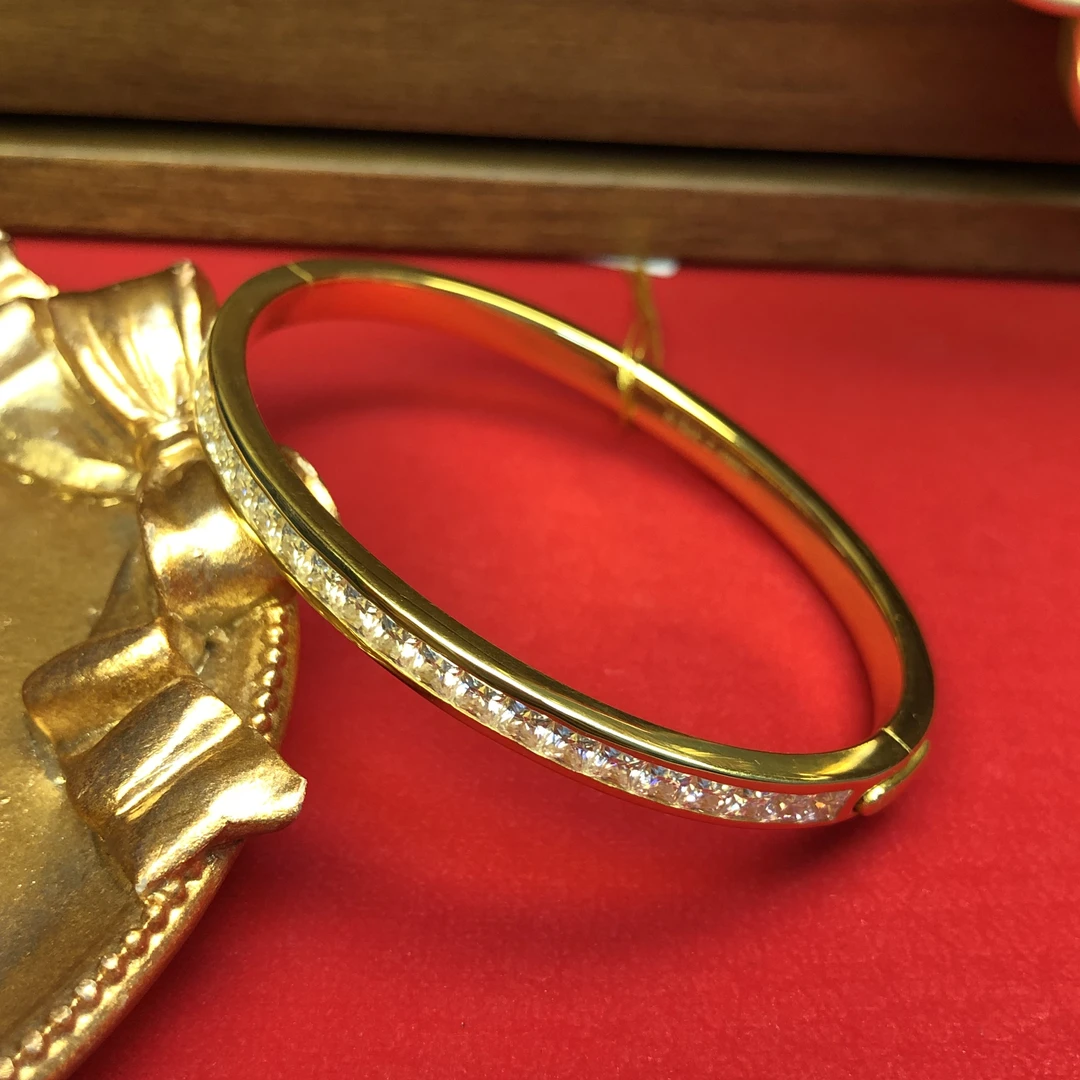 黄金999足金古法满圈镶嵌满天星手环时尚百搭定制