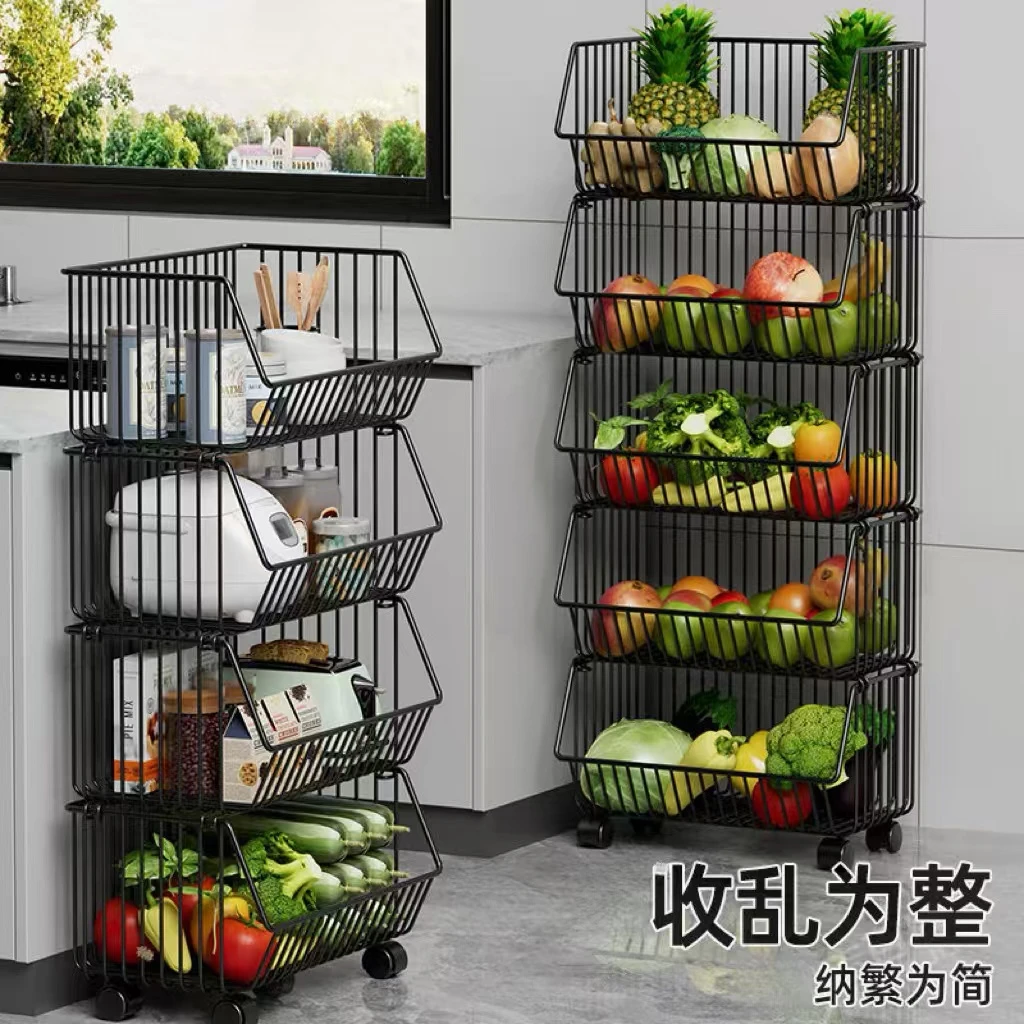 厨房置物架落地放蔬菜多层果蔬菜架家用玩具零食收纳架移动菜篮子