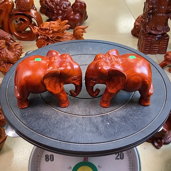 缅甸花梨木小象15 一对