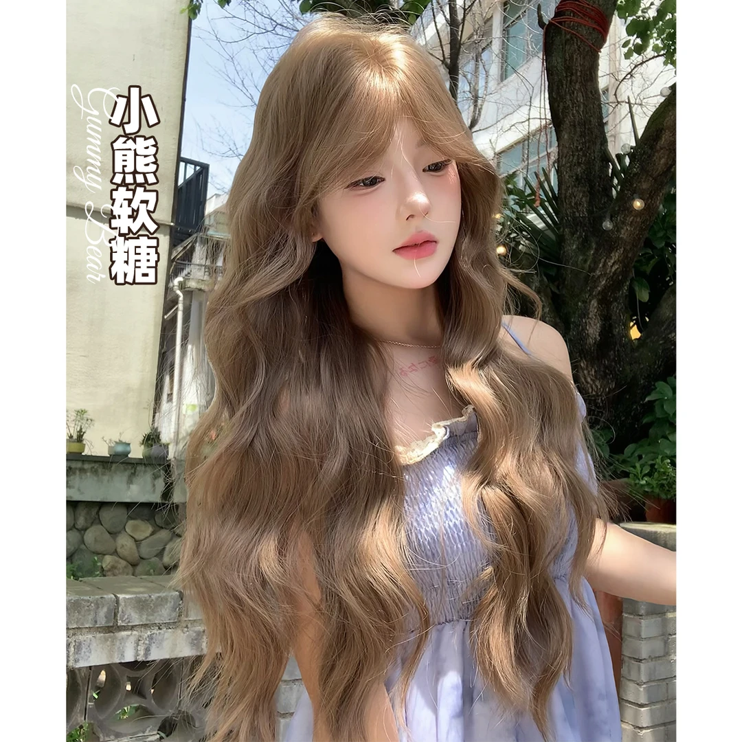 【小熊软糖】 束朵假发女亚麻棕中分洋娃娃长卷网红同款全头套假发