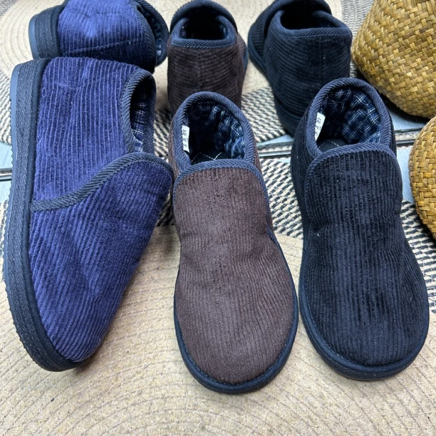 JQ 冬季一脚蹬棉鞋灯芯绒面包棉鞋条绒棉花棉鞋保暖妈妈鞋