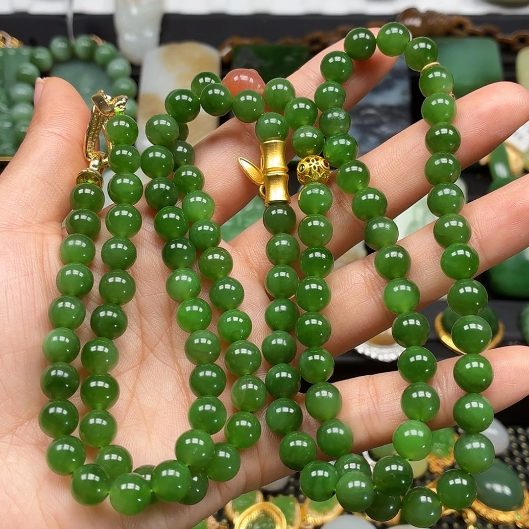 和田玉未镶嵌颈饰108颗卡8漏