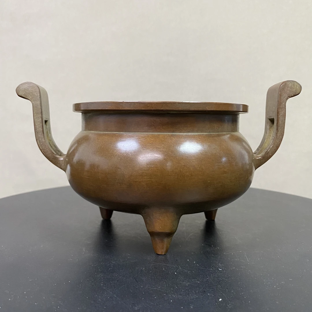 黄铜仿古官帽三炉足炉朝冠炉供炉