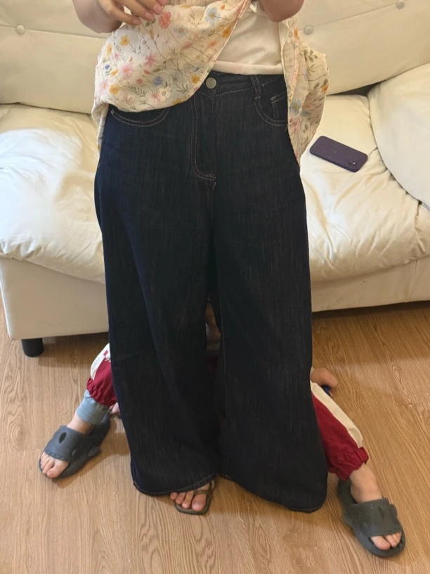 3383#木里家阔腿牛仔裤