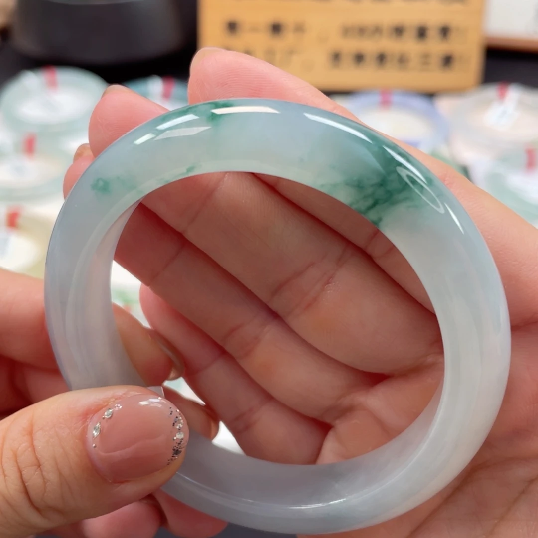 未镶嵌手镯翡翠11号冰飘蓝泥鳅背强推