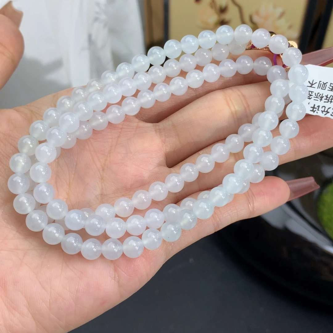 翡翠手链未镶嵌卡5.8冰胶白月光项链