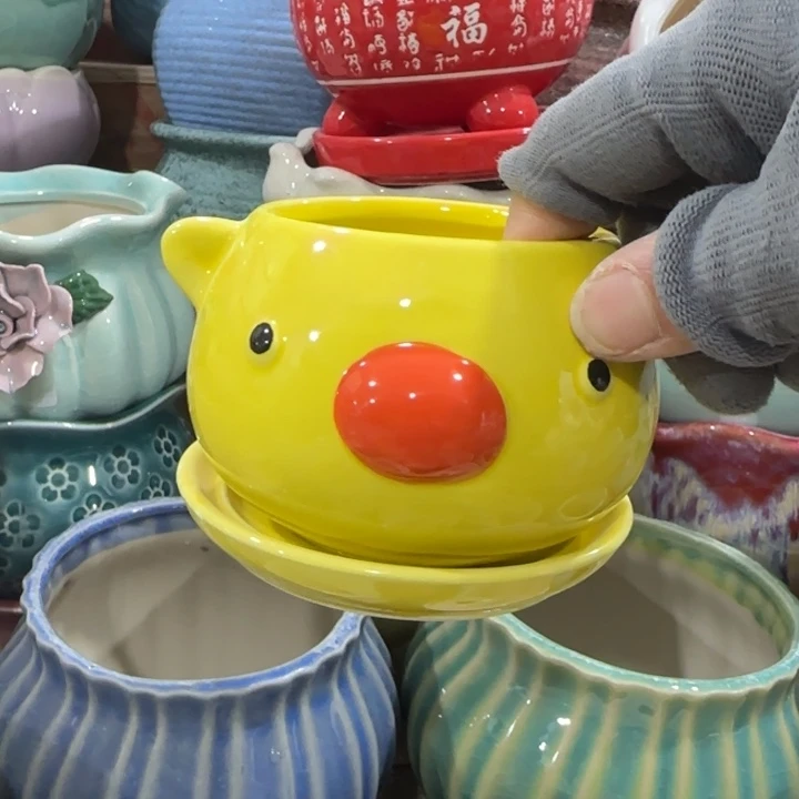 凑9块包邮，有孔陶瓷花盆