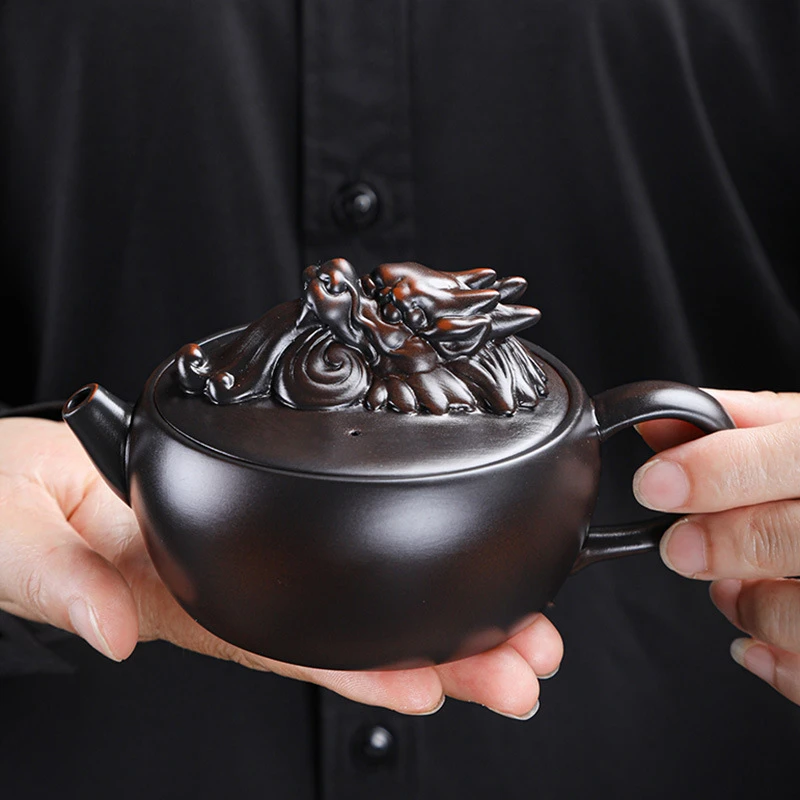 钟德壶紫陶茶壶手工复古家用高档功夫茶具礼盒套装建水单人泡茶壶