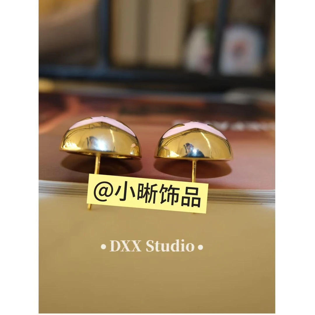 铜合金锆石耳饰 小众设计金粉色经典耳饰47586