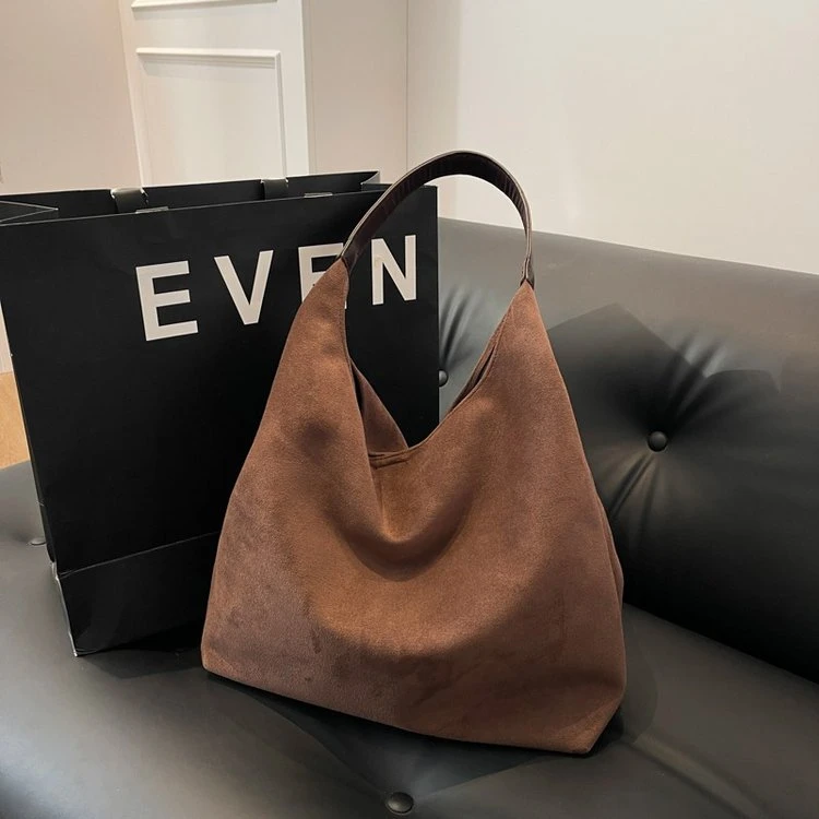 2024冬季爆款复古休闲通勤大容量秋冬绒面托特包小众百搭单肩包