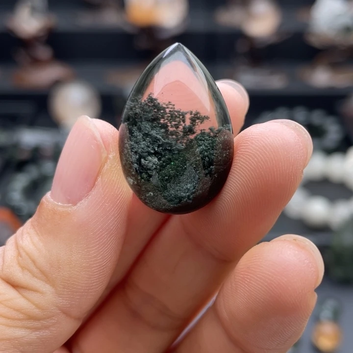 颈饰未镶嵌水晶绿幽灵聚宝盆水滴吊坠