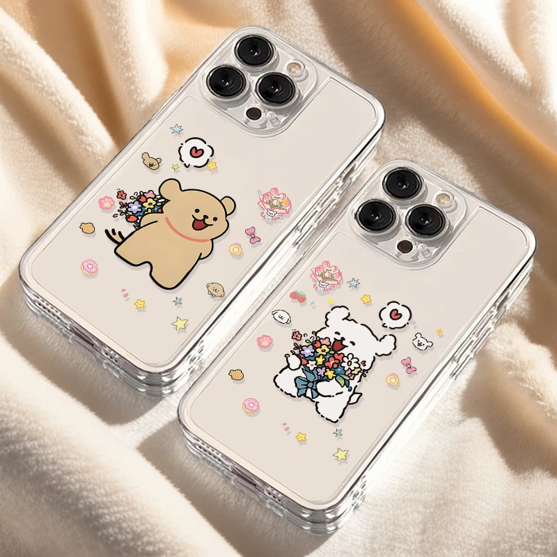 情侣送花狗狗iPhone16手机壳15苹果14软13透明小米vivo华为适用套