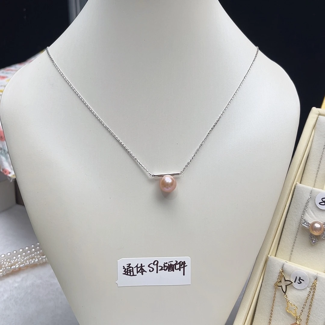 淡水珍珠银S925镶嵌套链