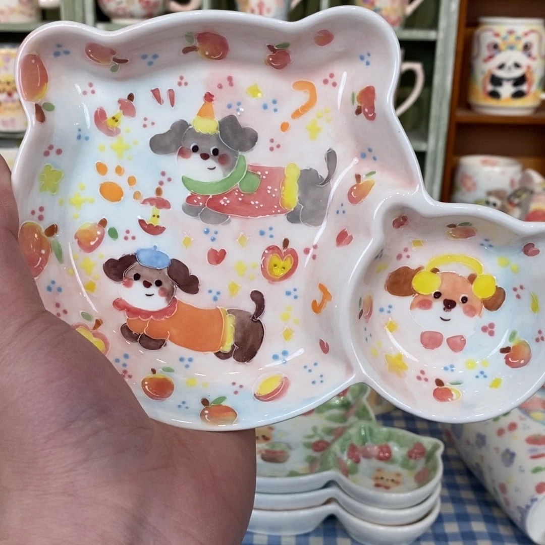 瓷片小*金腊肠小狗饺子盘