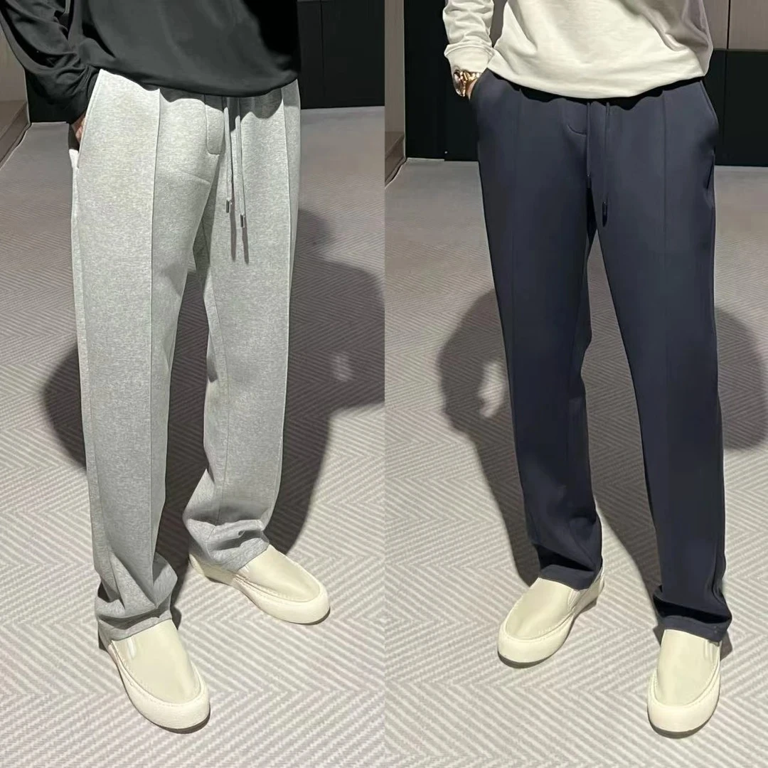 老钱风编明线直筒裤男士秋季新款运动休闲裤时尚简约轻奢潮流卫裤