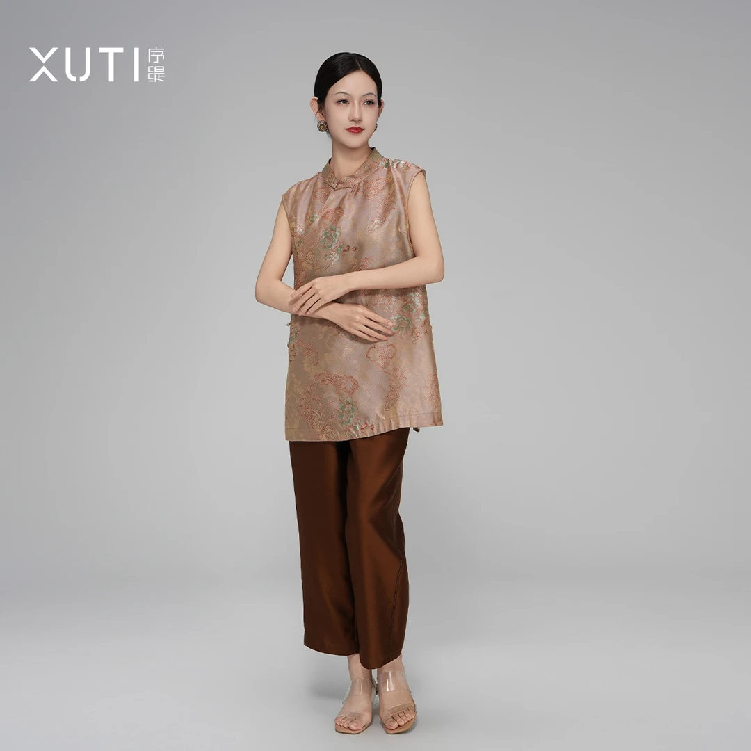 序缇『云鬓花颜』夏季新款国风新中式桑蚕丝上衣女宽松H49-JM-16918