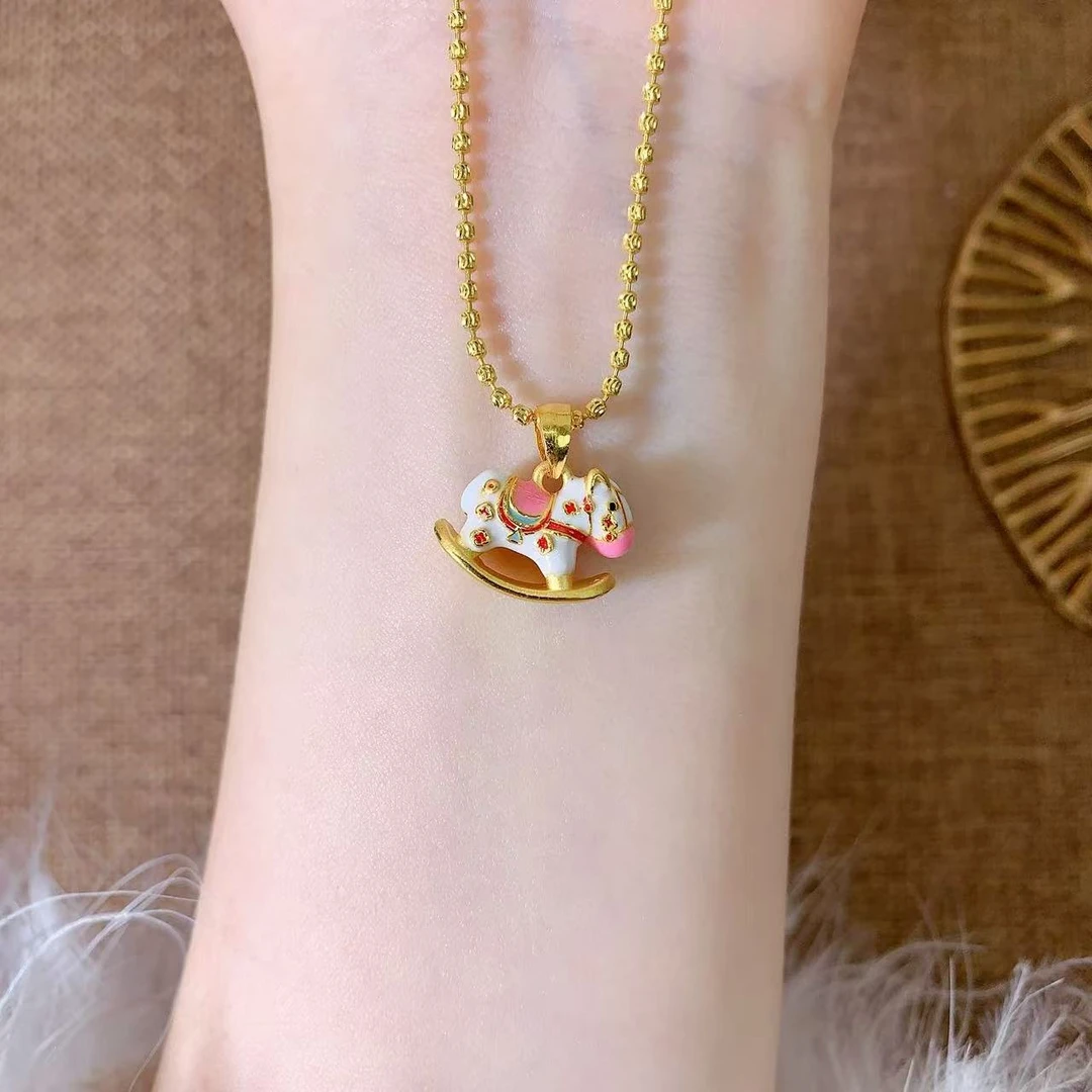 【伟新源】足金999 烧蓝工艺 摇摇木马1.87克（不含链）