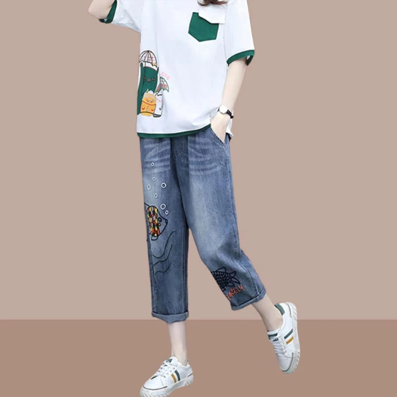 2025年夏季新款设计感透气轻薄款女装牛仔裤七分裤透气舒适休闲风