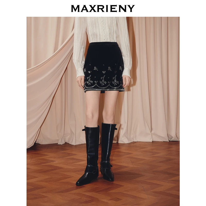 【艺术系流浪】MAXRIENY法式复古A字廓形半裙25秋款高腰直筒短裙