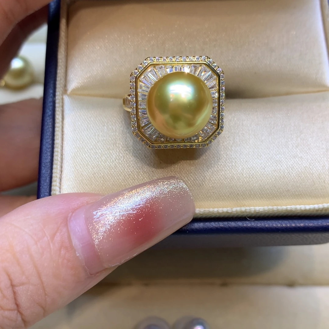 银S925镶嵌戒指海水珍珠