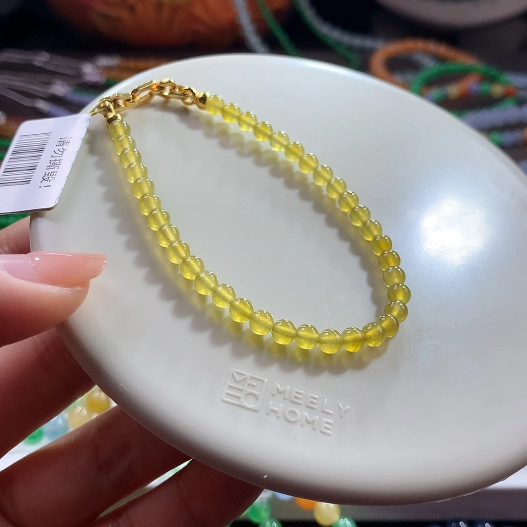 翡翠未镶嵌手链高冰玻纯净冰黄小米卡4