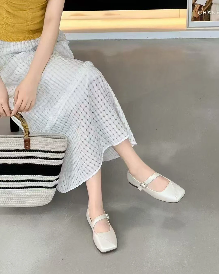 616-2/L方头玛丽珍鞋女时尚百搭浅口休闲软底轻便单鞋