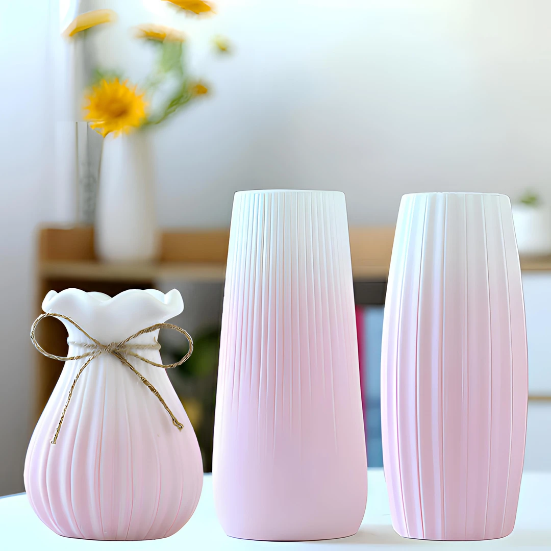 繁星【新店福利】渐变粉色花瓶北欧陶瓷干花家居装饰摆件客厅花瓶