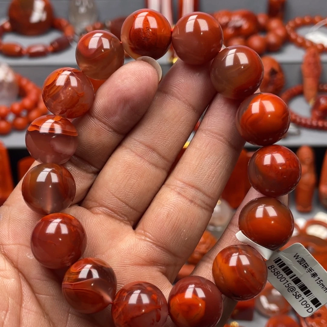 南红玛瑙未镶嵌珠宝奇石单圈15