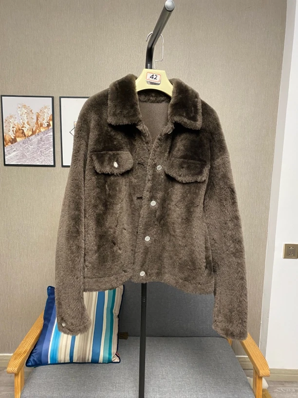 进口洛曼原生态皮毛一体真毛真皮夹克外套