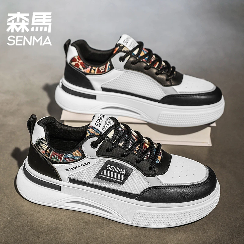 SENMA/森马时尚运动休闲鞋青少年防滑增高耐磨小白鞋透气网面鞋