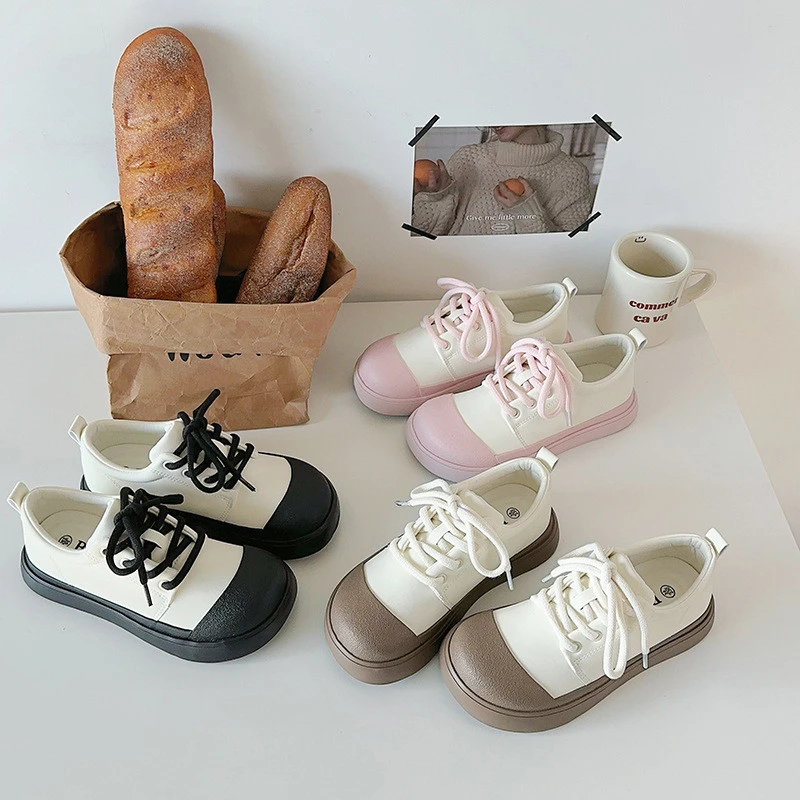 蓓尔女学生春秋季ins风粉色厚底小白鞋休闲鞋面包鞋小众百搭